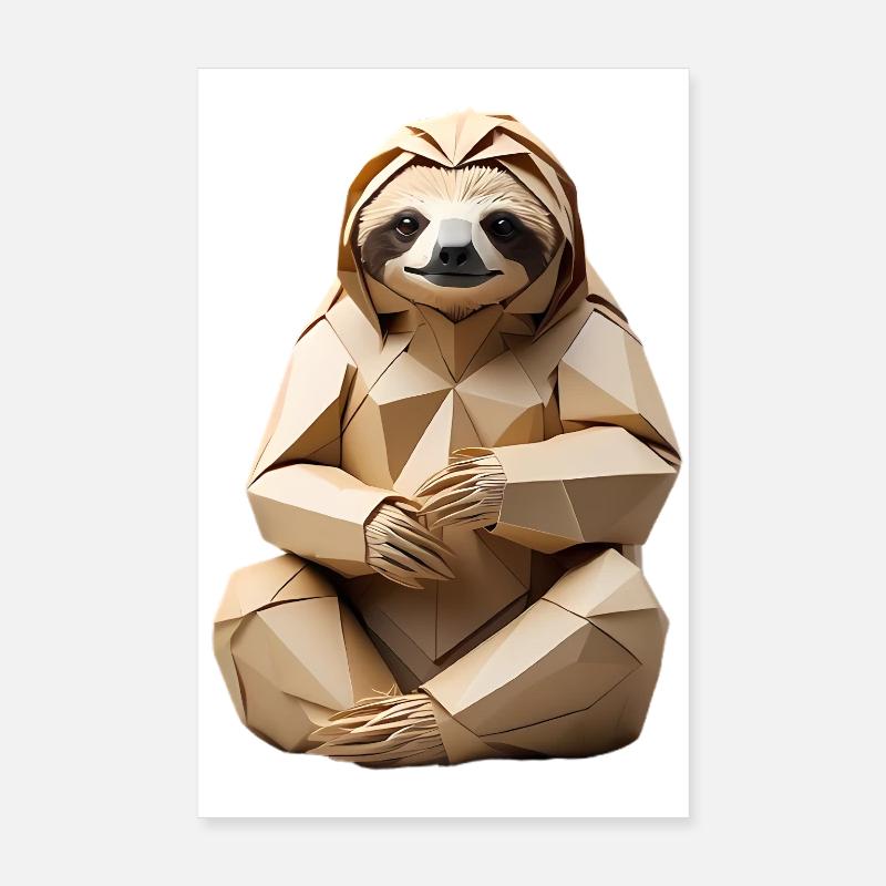 Polygon Sloth Snuggle Design Poster 8" x 12" (20x30 cm)