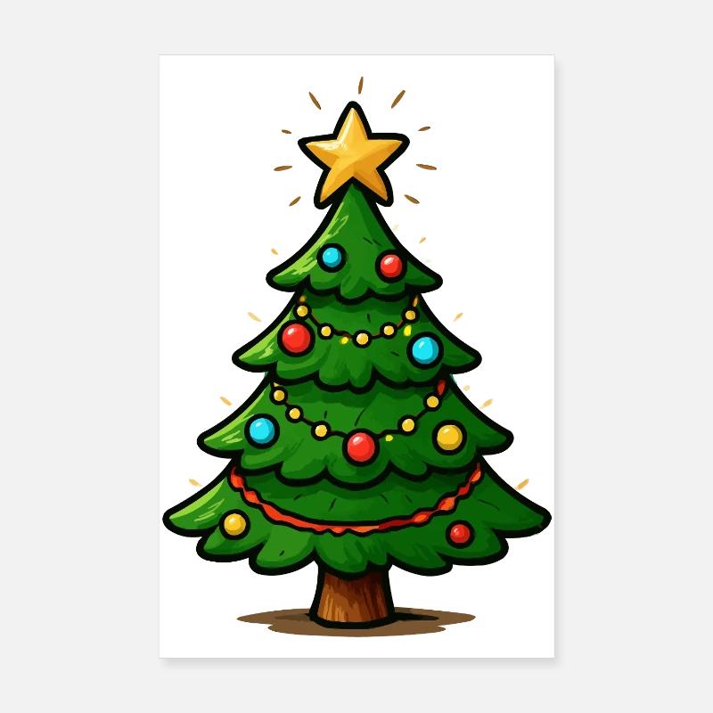 Glitzernder Weihnachtsbaum mit Stern Poster 20x30 cm
