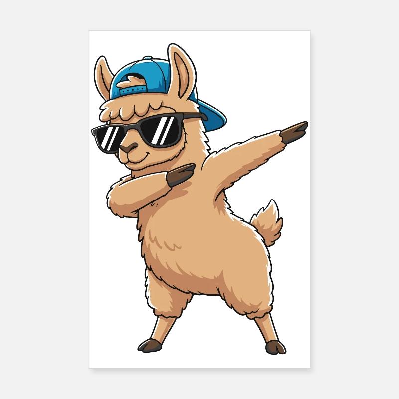 Art de dessin animé Dapping Cool Lama Sunglass Poster 20 x 30 cm