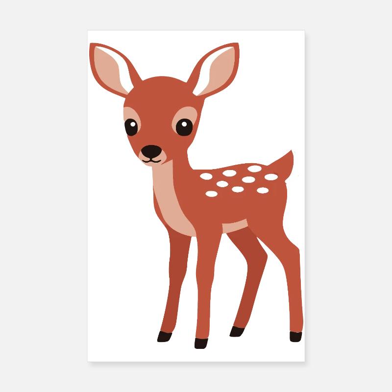 Süßer neugieriges Rehkitz minimalistischen Stil Poster 20x30 cm