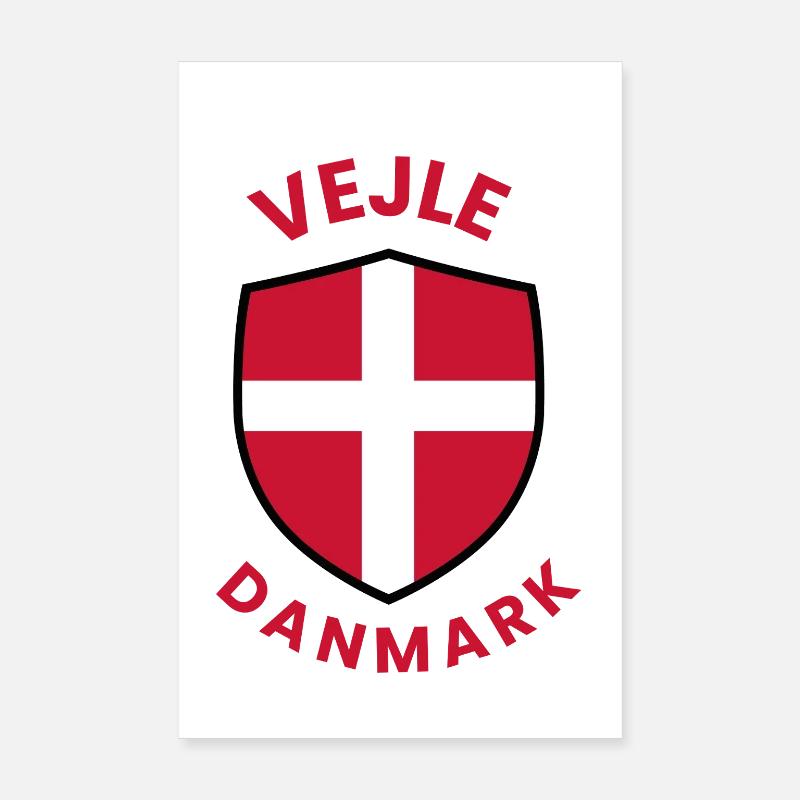 Vejle Denmark's Flag Shield Poster 8" x 12" (20x30 cm)