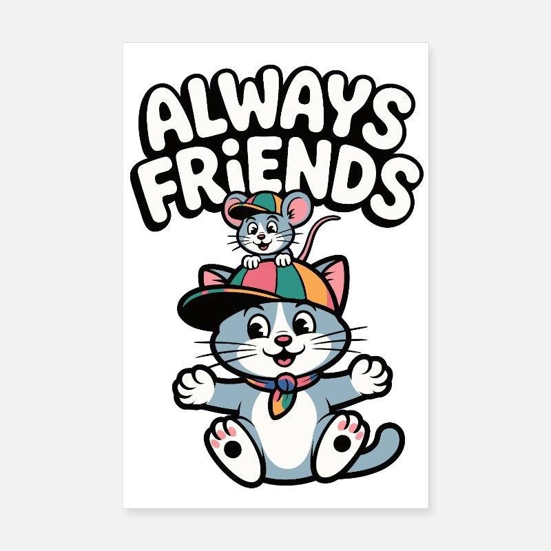 Illustration du chat et de la souris de Always Friends Poster 20 x 30 cm