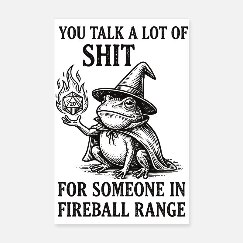 Fireball Range – Funny Frog Magician RPG Poster 8" x 12" (20x30 cm)