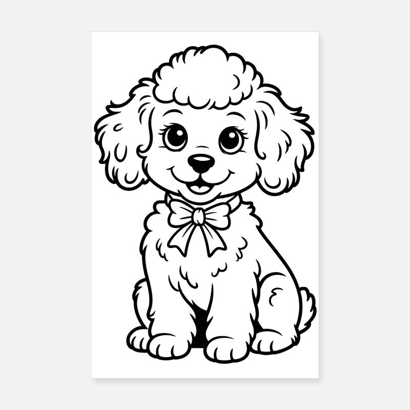 Caniche avec nœud – breloque pour les vêtements Poster 20 x 30 cm