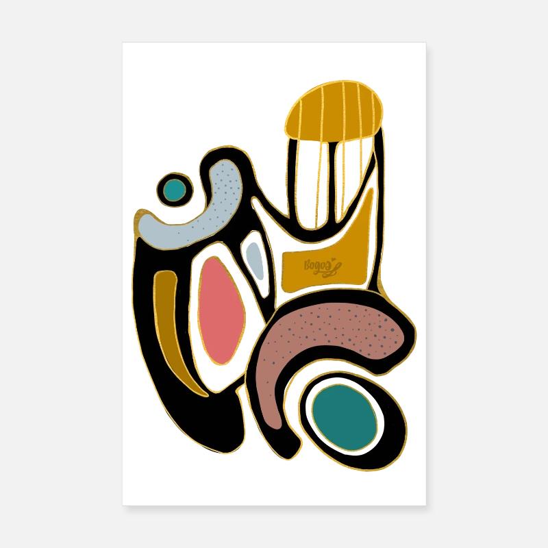 Formes de couleur abstraites avec des lignes organiques - Poster 20 x 30 cm - blanc