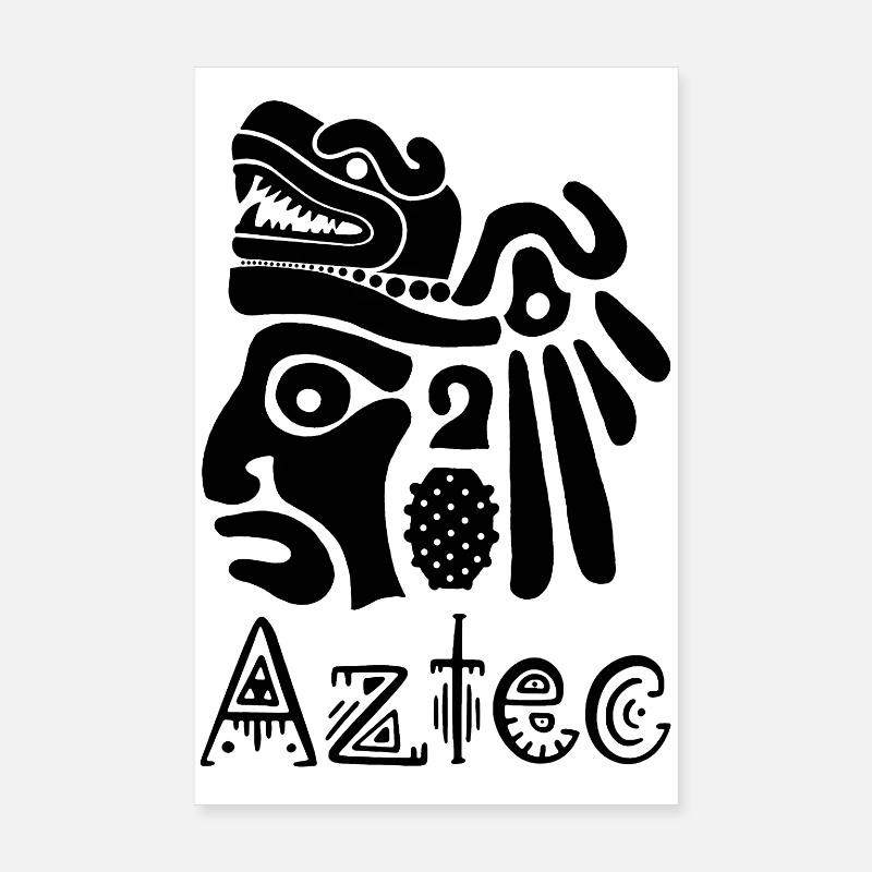 Aztec Warrior (Black) Poster 8" x 12" (20x30 cm)