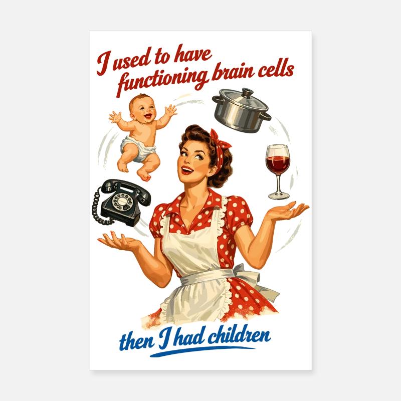 Retro Pin-Up Mama Humor – Multitasking Chaos Poster 20x30 cm