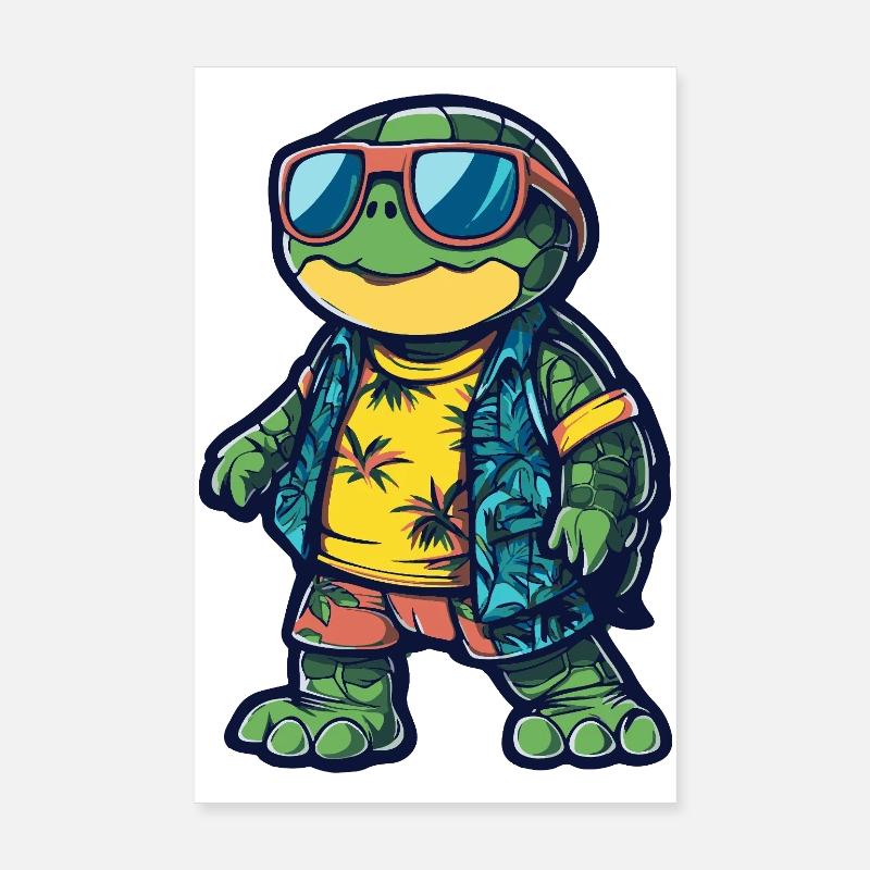 Turtle Comic Holiday Poster 20 x 30 cm