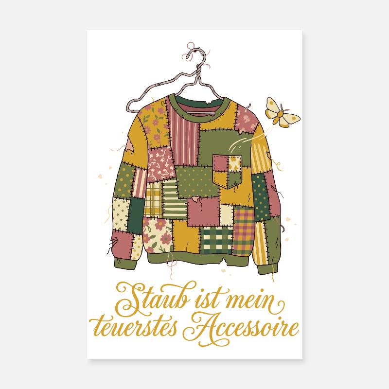 Vintage Upcycling, Motten Pullover Poster 20x30 cm