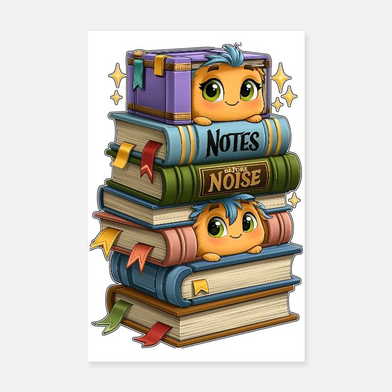 Bibliothèque avec des oiseaux Poster 20 x 30 cm