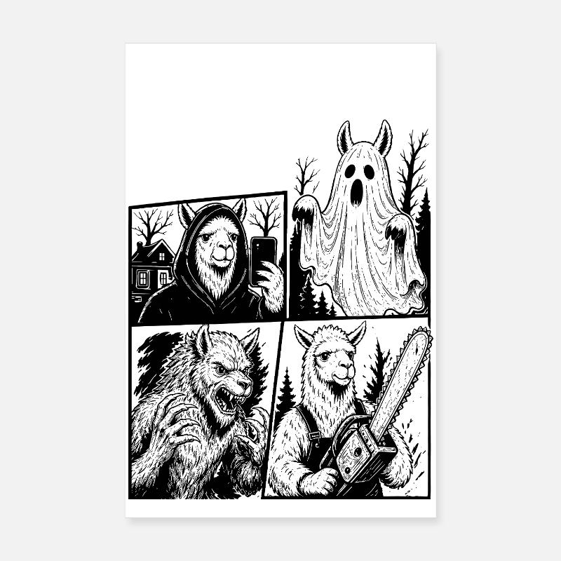 Sans drame Llama Horror Comic Poster 20 x 30 cm