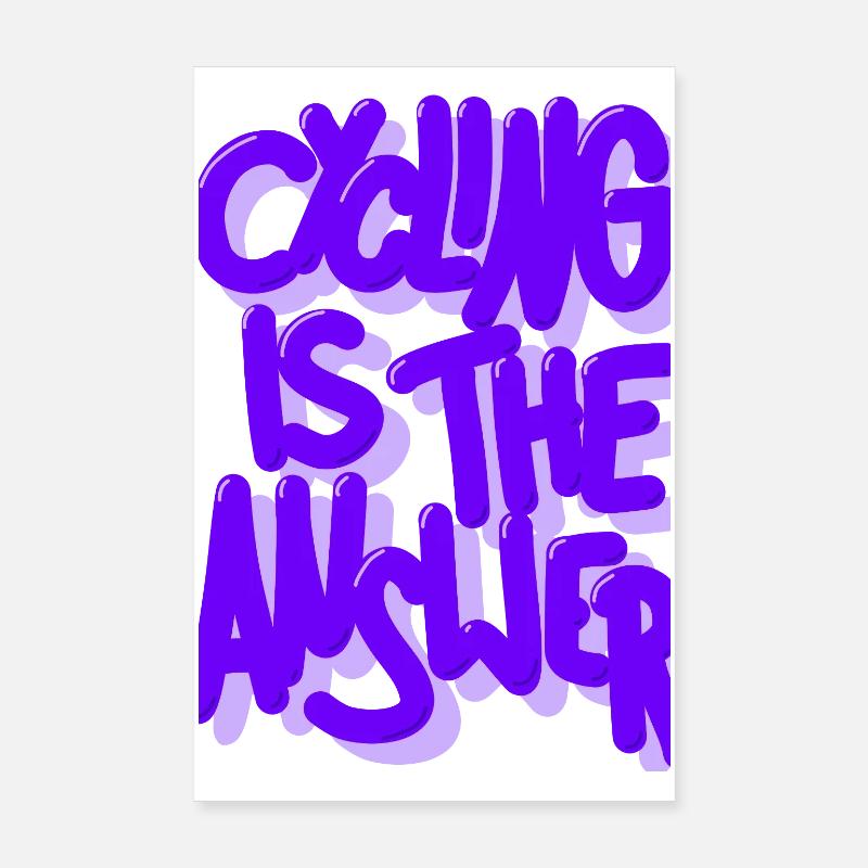 Cycling is the answer lila - Poster 20x30 cm - Weiß