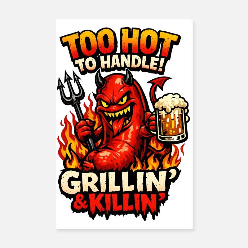 Satanic Grill Sausage – Funny BBQ Horror Comic Poster 8" x 12" (20x30 cm)