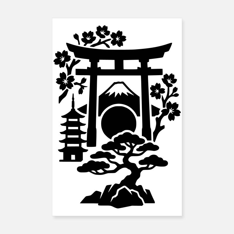 Silhouette du Japon Poster 20 x 30 cm