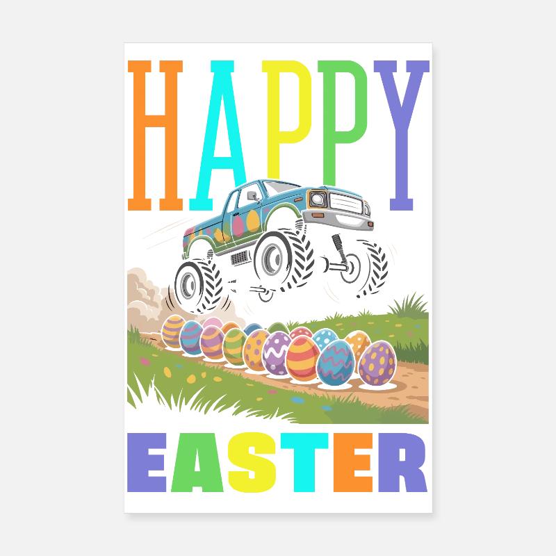 Joyeuse Pâques, douce chasse aux œufs du lapin, œufs de Pâques Poster 20 x 30 cm