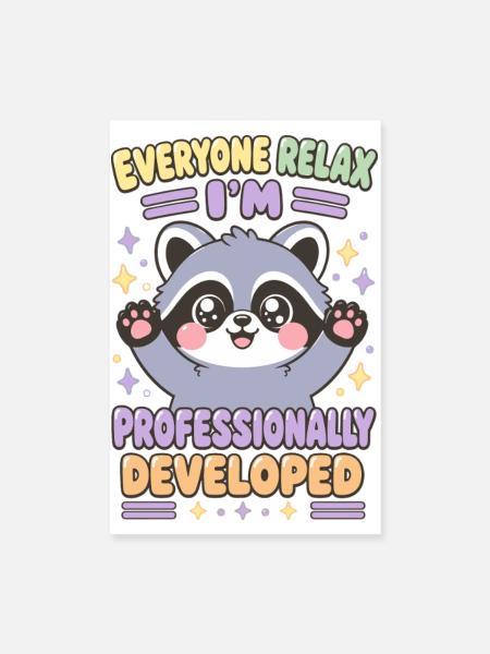 Niedlicher Chibi-Waschbär professionell entwickelt - Poster 20x30 cm - Weiß