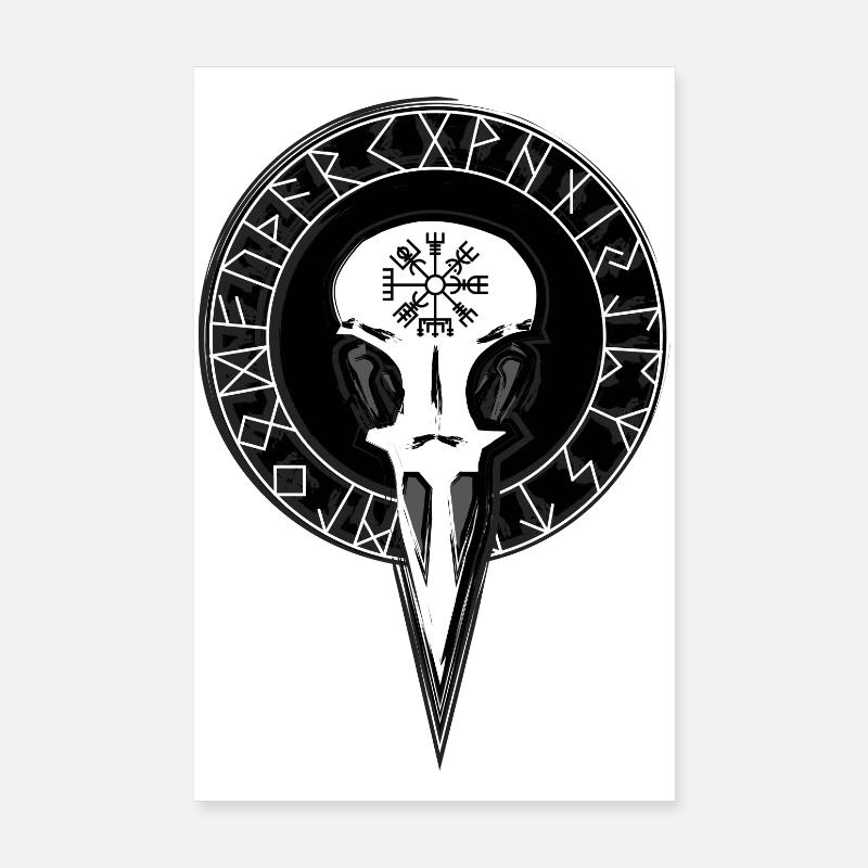 Raven skull with big run circle Poster 8" x 12" (20x30 cm)