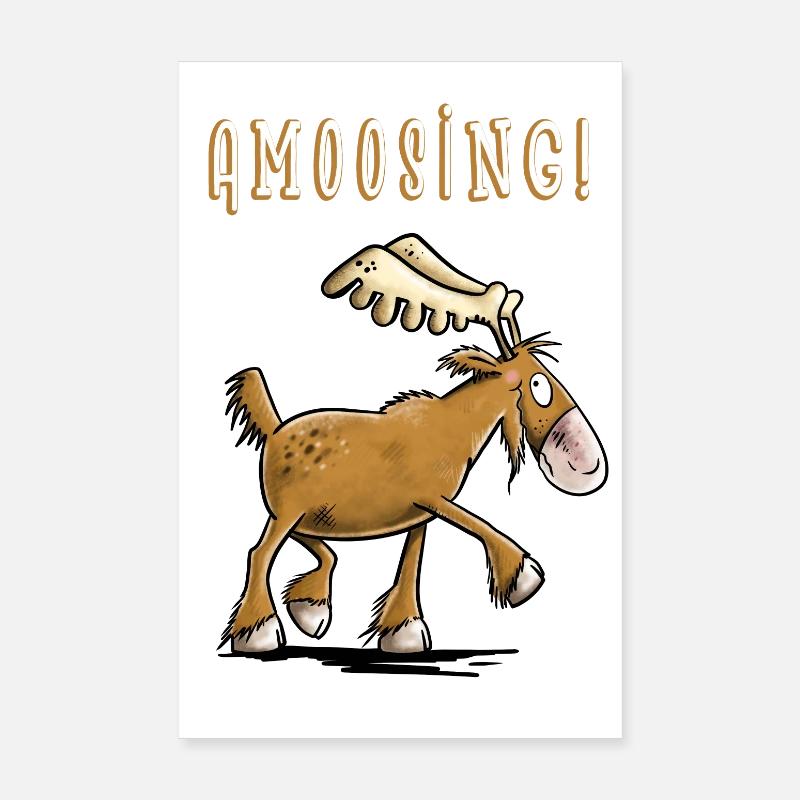 Amoosing Elch I Comic I Fun Geschenk I Elche Poster 20x30 cm