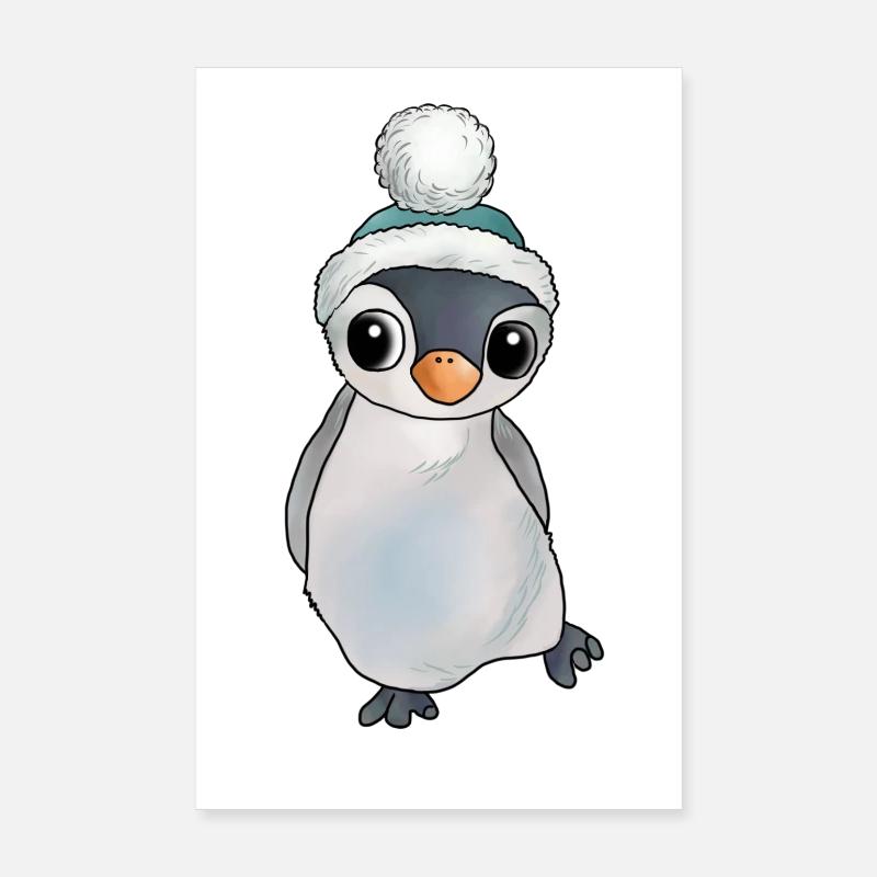 Pingouin avec chapeau Poster 20 x 30 cm