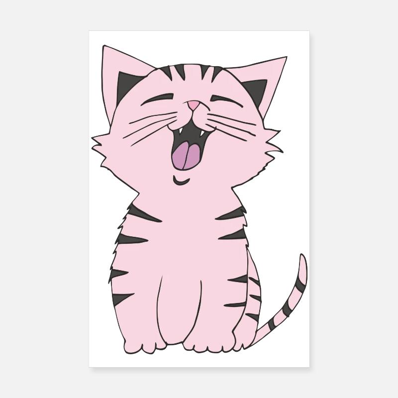 Chat rose Poster 20 x 30 cm