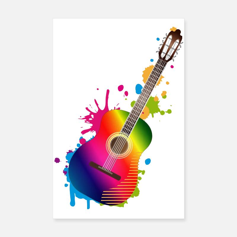 Akustik Gitarren Graffiti in Regenbogenfarben Poster 20x30 cm