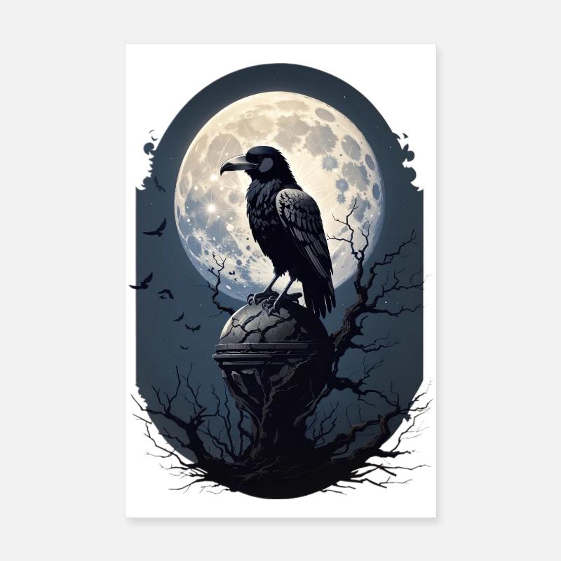Corbeau noir Poster 20 x 30 cm