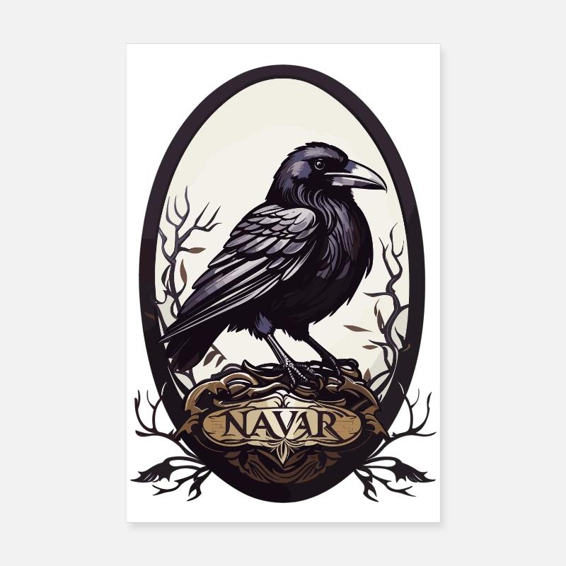 Corbeau noir Poster 20 x 30 cm