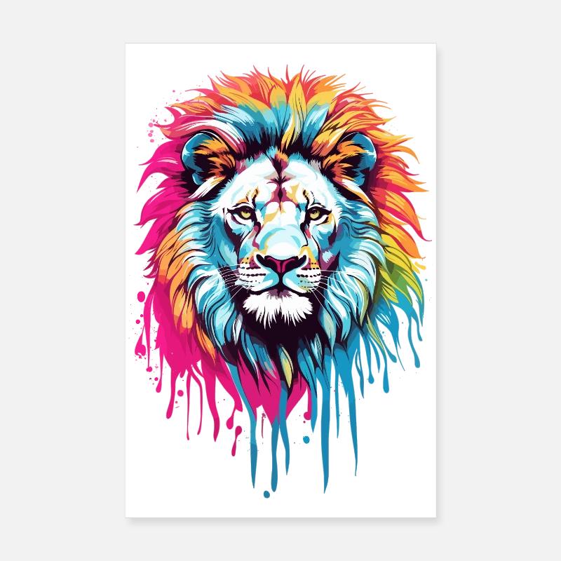 Tête de lion colorée Poster 20 x 30 cm