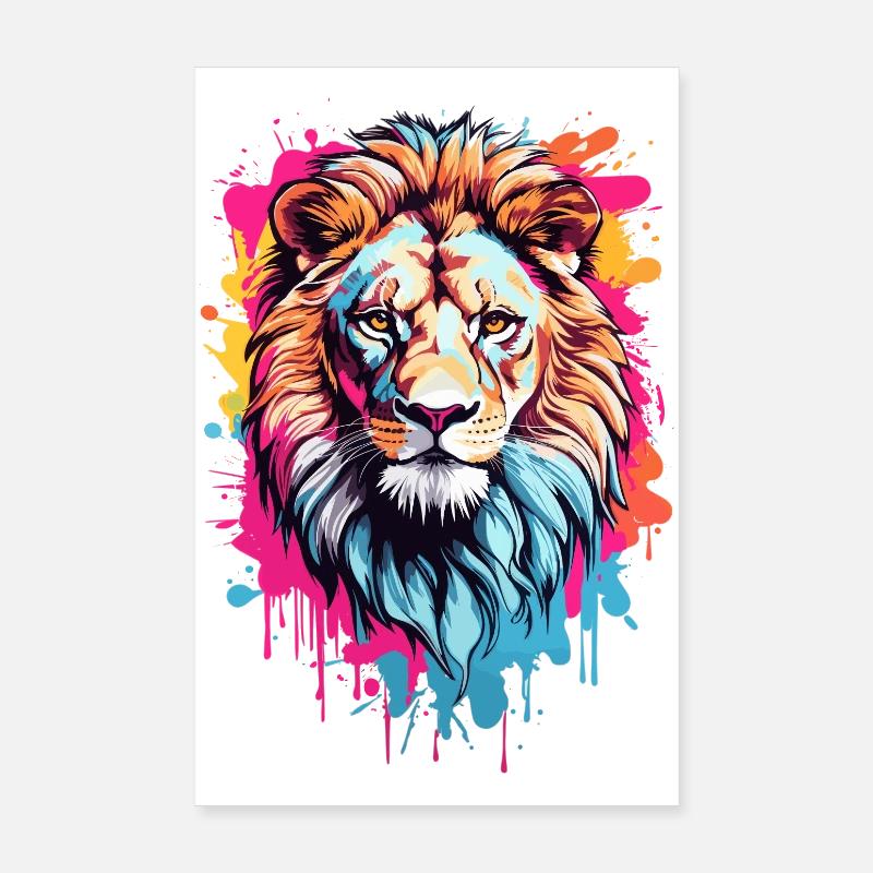 Colorful Lion Head Poster 8" x 12" (20x30 cm)