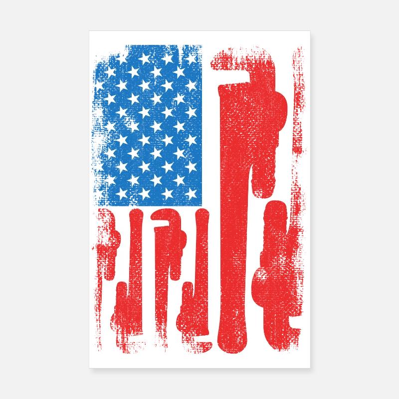Installateur Drapeau des États-Unis Poster 20 x 30 cm