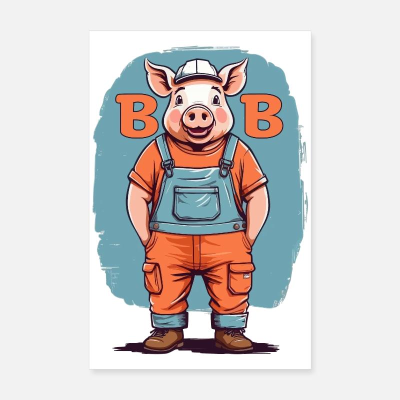 Bob the Building Pig Poster 8" x 12" (20x30 cm)