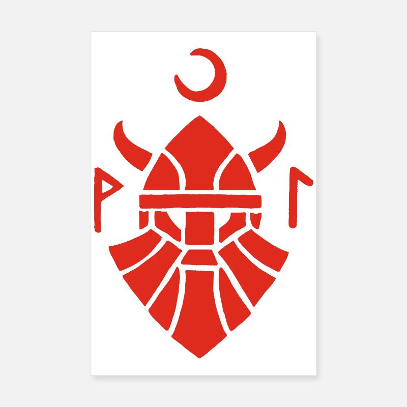 Rotes Wikinger-Krieger-Symbol Poster 20x30 cm