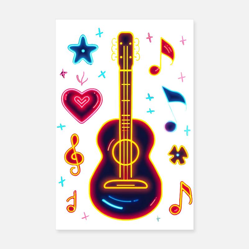 Ukulélé rétro Retrowave Poster 20 x 30 cm