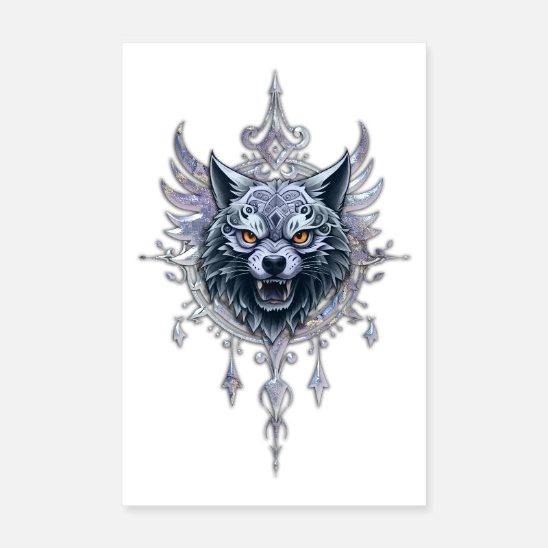 Mystischer Wolfskopf. Poster 20x30 cm
