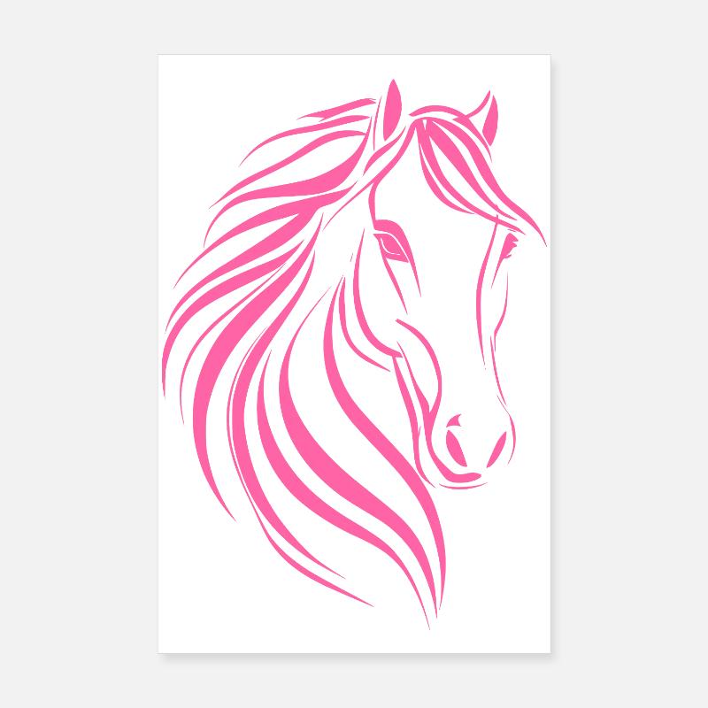 Dessin délicat de cheval Poster 20 x 30 cm