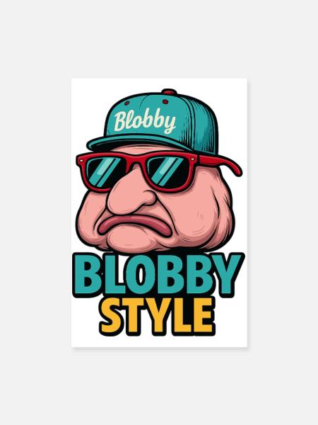 Blobby Style Cartoon Tee - Poster 20x30 cm - Weiß - Vorne