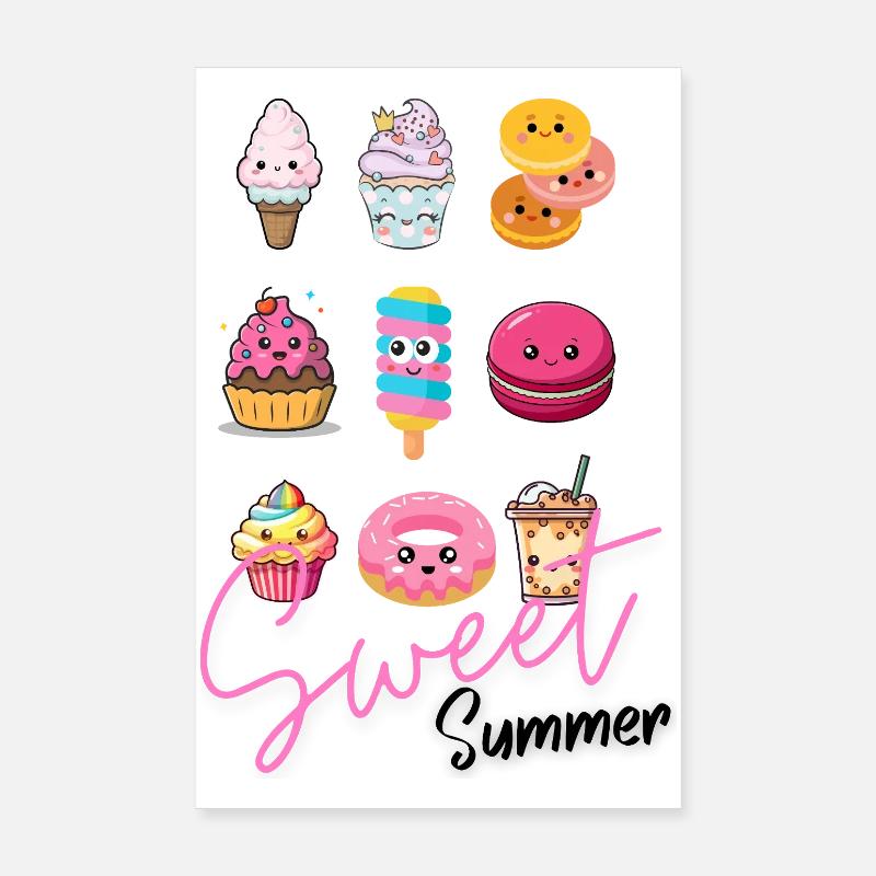 Sweet Happiness Makers - Illustrations de desserts mignons Poster 20 x 30 cm