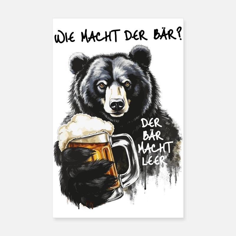Starker Bär mit Bierglas Poster 20x30 cm