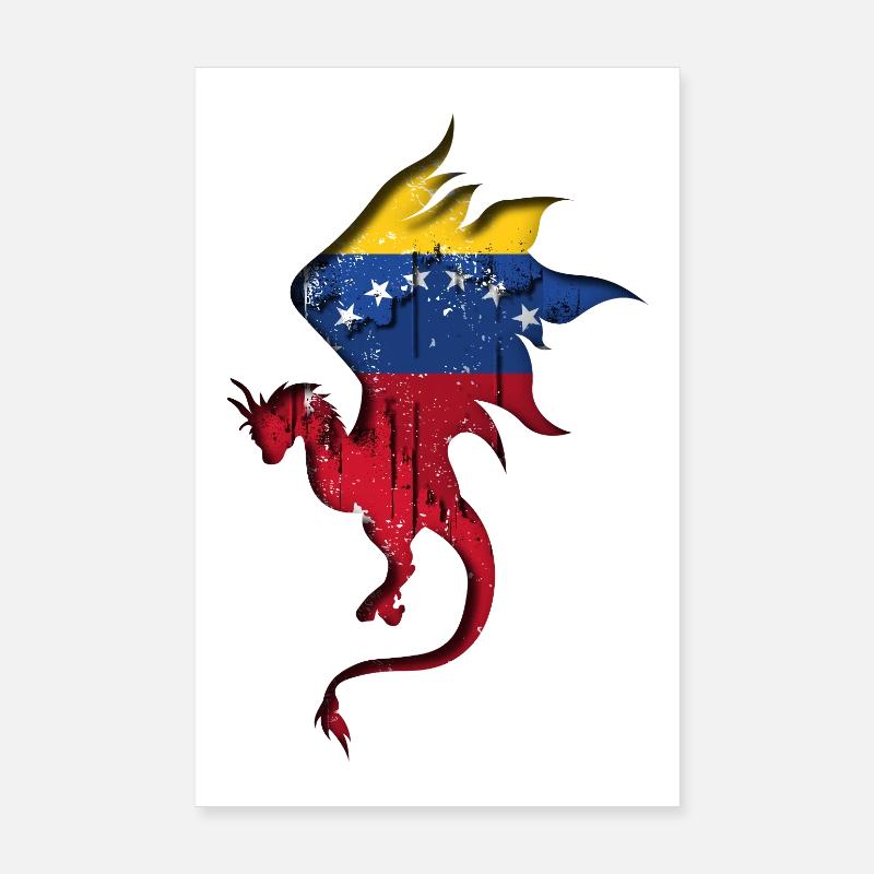Drapeau du Venezuela - Venezuela - Dragon Poster 20 x 30 cm
