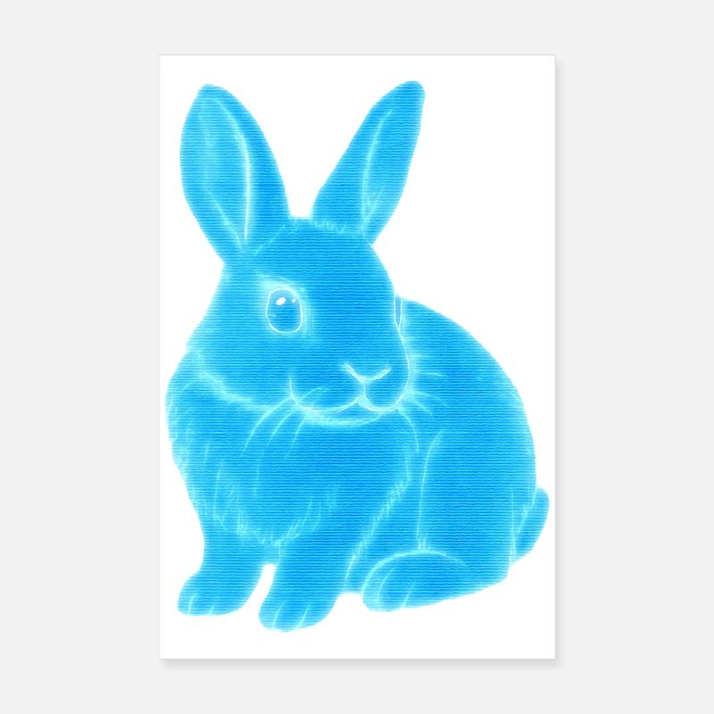 Bleu Fluo Bunny Glow Poster 20 x 30 cm
