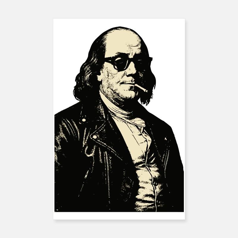 Benjamin Franklin with Cigarette Rebel Portrait Poster 8" x 12" (20x30 cm)