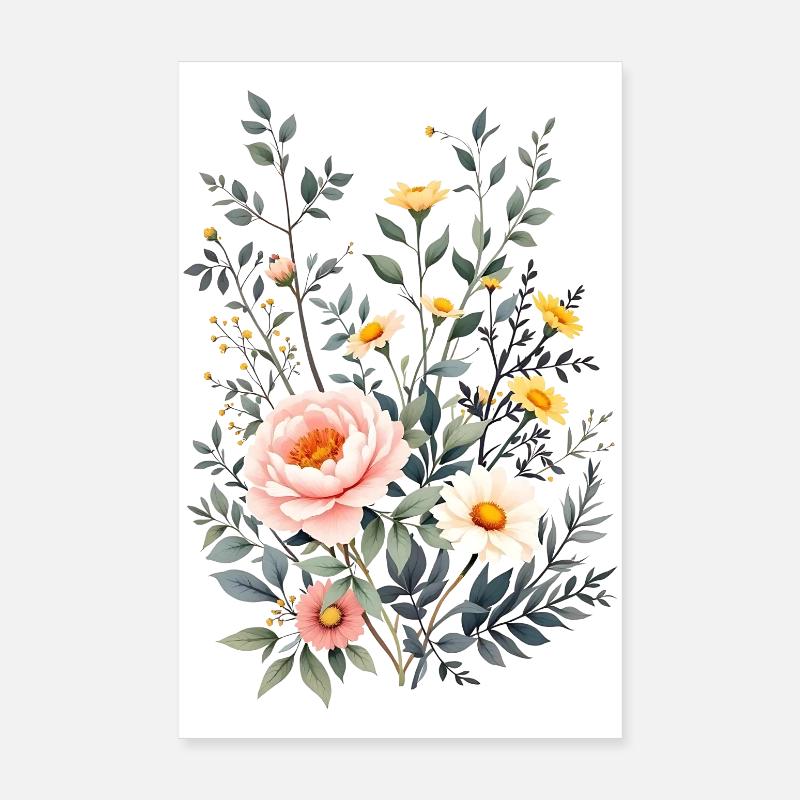 Boho Flowers – Blooming Harmony Poster 8" x 12" (20x30 cm)