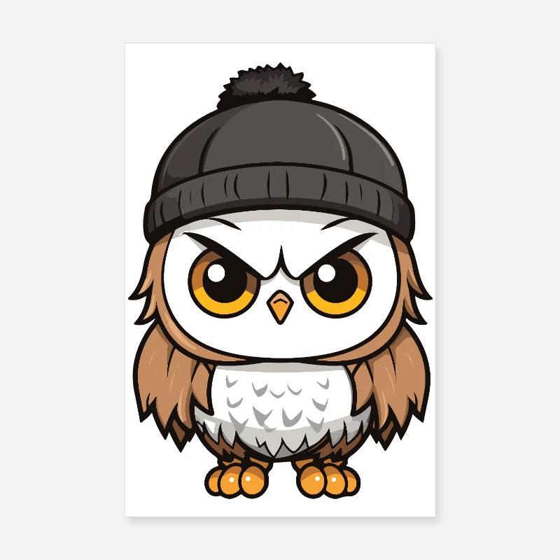 Eule Comic Winter Cozy Poster 20x30 cm
