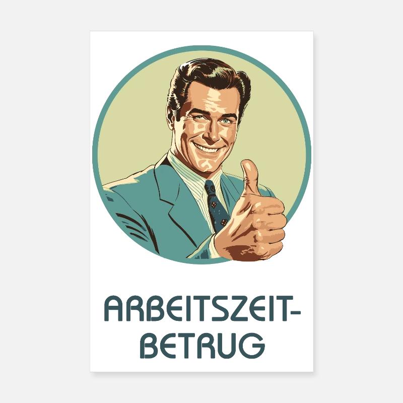 Working Time Fraud Retro Motif Poster 8" x 12" (20x30 cm)