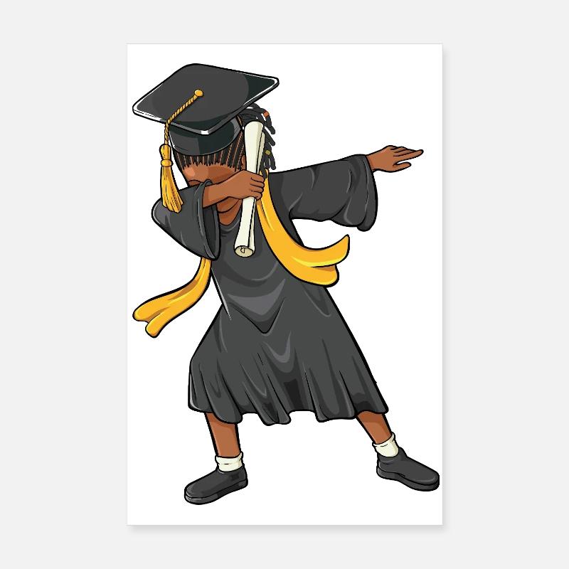 Afro Dabbing Mädchen Abschlussklasse 2026 Poster 20x30 cm