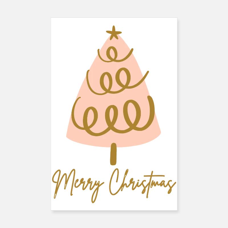 Lignes dorées du sapin de Noël Cadeaux de Noël joyeux Poster 20 x 30 cm
