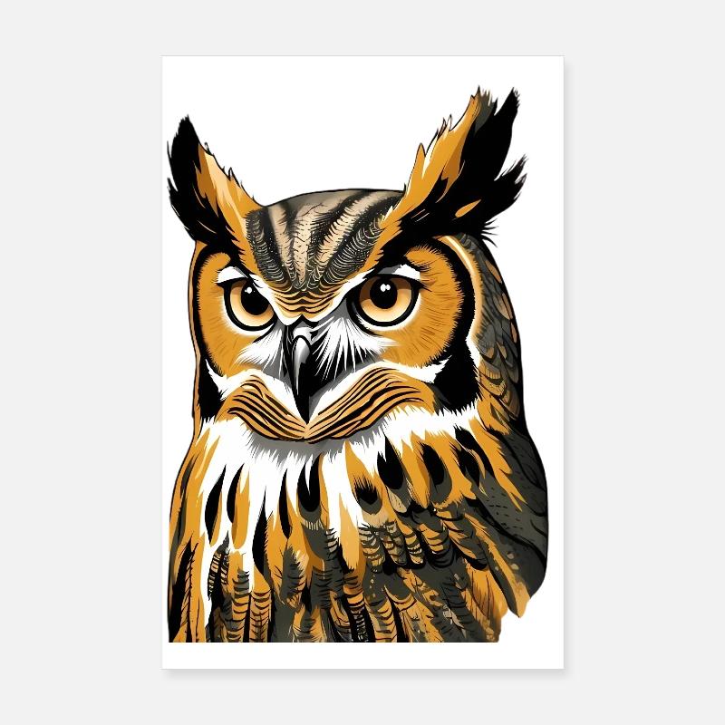 Owl Portrait in Flame Paint Poster 8" x 12" (20x30 cm)