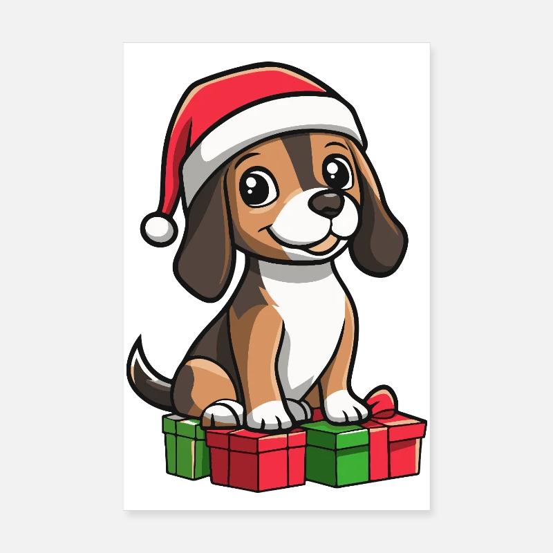 Beagle Hund Weihnachten Geschenke - Poster 20x30 cm - Weiß