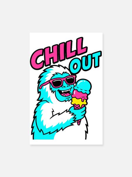 Chill Out Yeti - Poster 20x30 cm - Weiß - Vorne