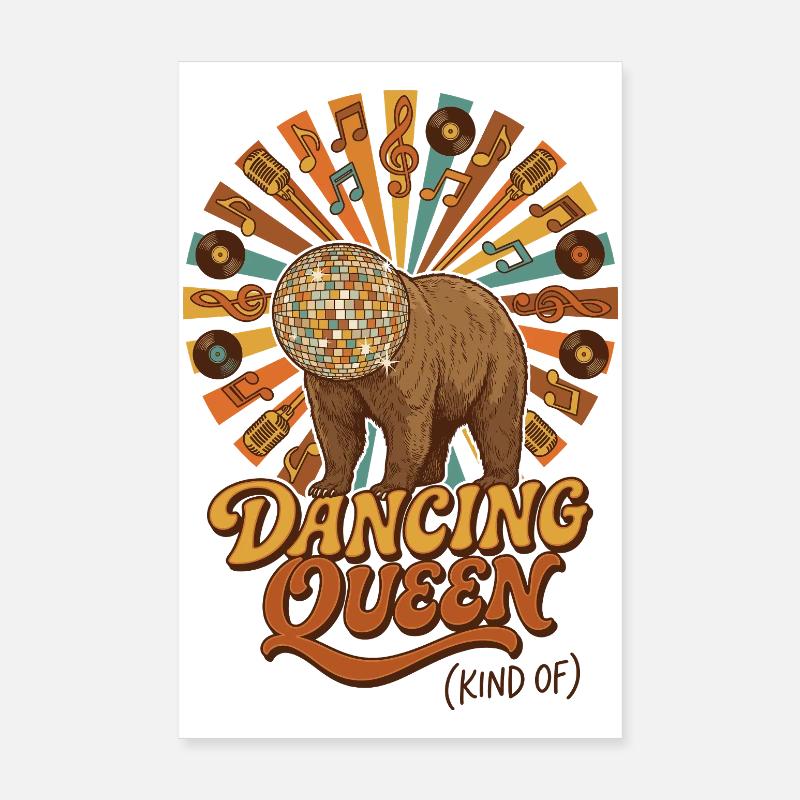 Dancing Queen Disco Bear Poster 8" x 12" (20x30 cm)